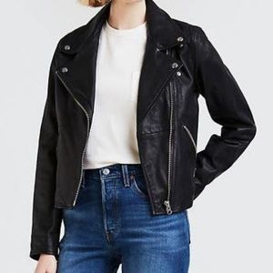 Levis Womens Leather Moto Jacket Sz L